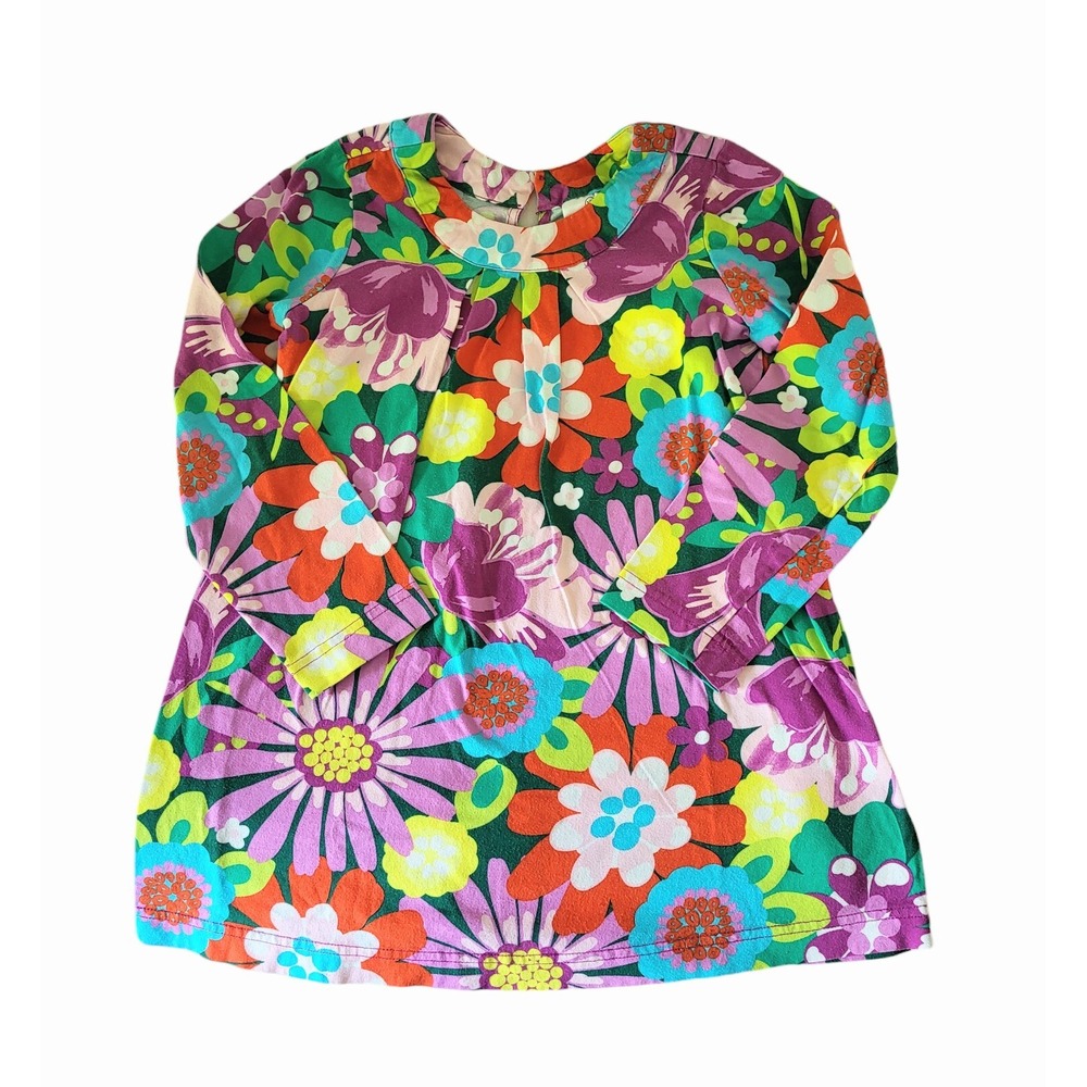 Hanna Andersson Top Girls 120 6 7 Floral Long Sleeve Cotton Tunic Spring Flowers